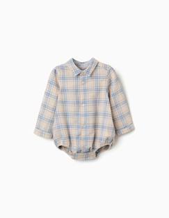 Bébé-Body-Body-chemise en coton à motif à carreaux
