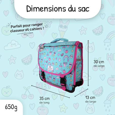 Cartable à colorier et réversible 1 compartiment  Kawai - 35 cm Bleu 3 - vertbaudet enfant 