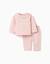 Ensemble de jogging en coton peigné avec imprimé en relief Rose 1 - vertbaudet enfant 