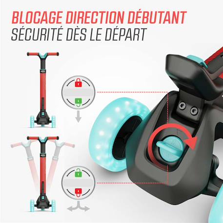 Trottinette pour enfants, 2+ ans, pliable, led, nexo bleu Blue+Lime+Mint+Red 21 - vertbaudet enfant 