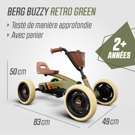 Kart à pédales pour enfants, 2+ ans, buzzy retro vert Green 2 - vertbaudet enfant 