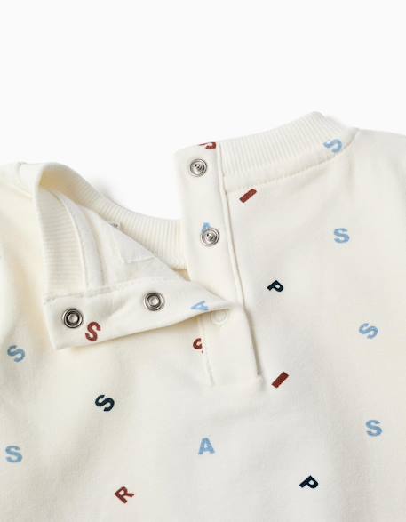 Ensemble de jogging en coton peigné avec broderie en bouclettes Blanc 3 - vertbaudet enfant 