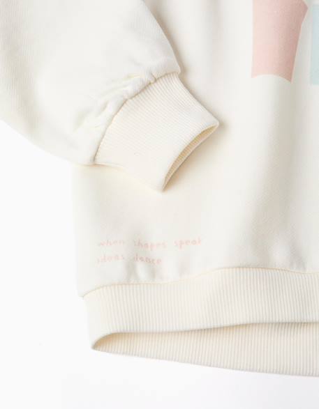 Sweat en coton à capuche avec imprimé cœur Blanc 4 - vertbaudet enfant 