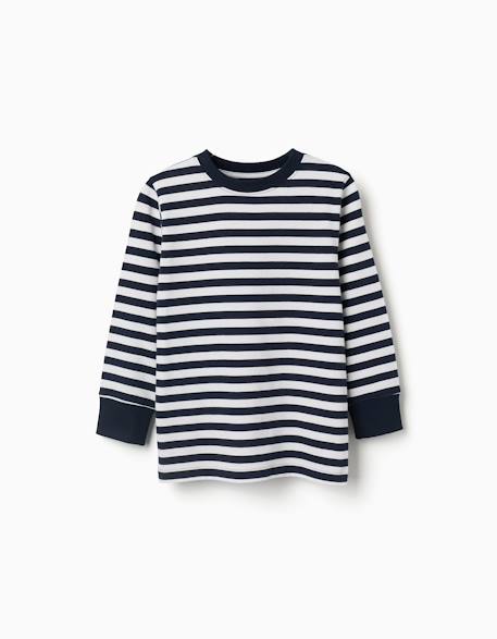 Garçon-T-shirt en coton à manches longues à rayures