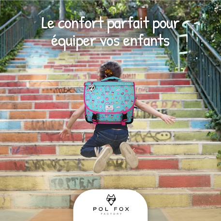 Cartable à colorier et réversible 2 compartiments Kawai - 38 cm Bleu 5 - vertbaudet enfant 