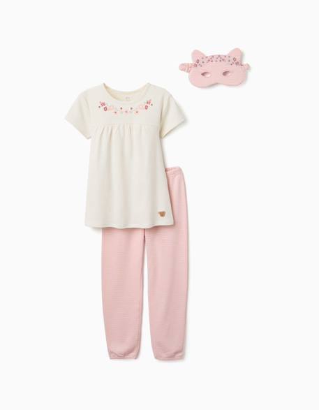 Pyjama à manches courtes en coton avec masque rembourré Blanc 1 - vertbaudet enfant 