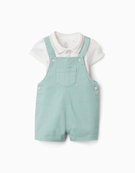 Ensemble body et salopette en coton Vert clair 1 - vertbaudet enfant 