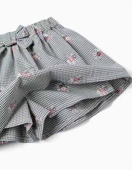 Sweat et jupe-short à carreaux vichy en coton Blanc 4 - vertbaudet enfant 