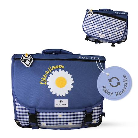 Cartable réversible 2 compartiments Daisy- 38 cm Bleu 1 - vertbaudet enfant 