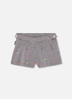 Jupe-culotte maille carreaux brodée fleurs fille  - vertbaudet enfant