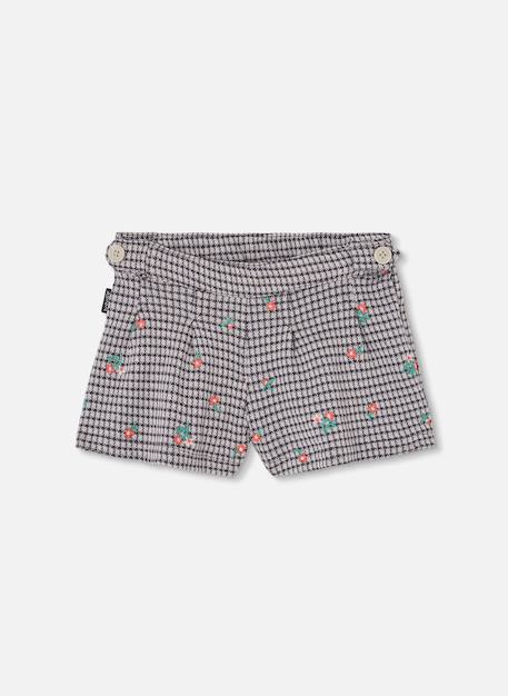 Jupe-culotte maille carreaux brodée fleurs fille  - vertbaudet enfant