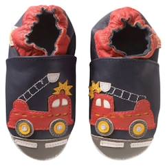 Chaussures-Chaussures fille 23-38-Chaussons-Chaussons bébé cuir souple xavier le camion de pompier