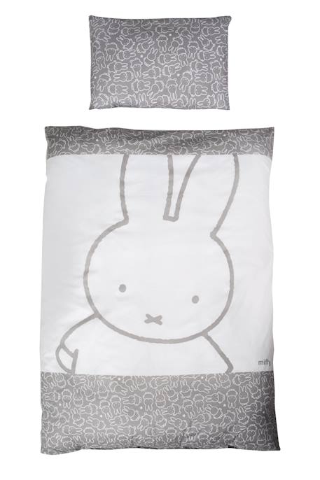 Parure de lit bébé et enfant en coton 2 pièces réversibles miffy Gris / blanc - miffy® 2 - vertbaudet enfant 