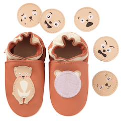 Chaussures-Chaussures fille 23-38-Chaussons-Chaussons bébé cuir souple à emotions