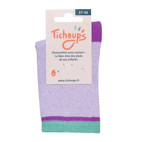Chaussettes sans couture unies paillettes Vert+Violet 3 - vertbaudet enfant 