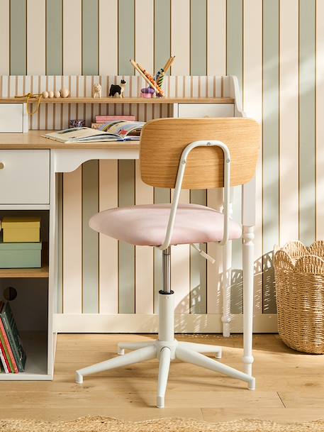 Chaise de bureau métal et bois LIGNE SCHOOL gris+rose 6 - vertbaudet enfant 