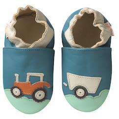 Chaussures-Chaussures garçon 23-38-Chaussons bébé cuir souple spencer le tracteur