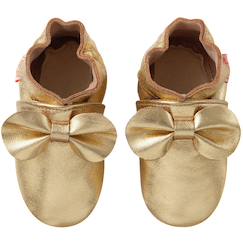 Chaussures-Chaussures fille 23-38-Chaussons-Chaussons bébé cuir souple uni nœuds