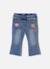 Pantalon denim fille avec patches de fleurs Bleu 1 - vertbaudet enfant 