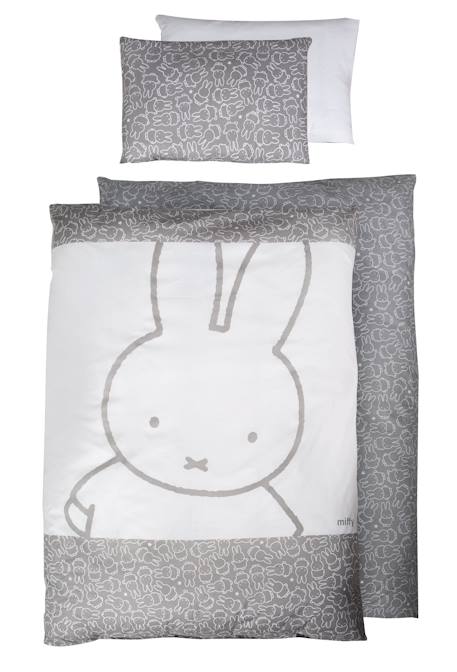 Parure de lit bébé et enfant en coton 2 pièces réversibles miffy Gris / blanc - miffy® 1 - vertbaudet enfant 