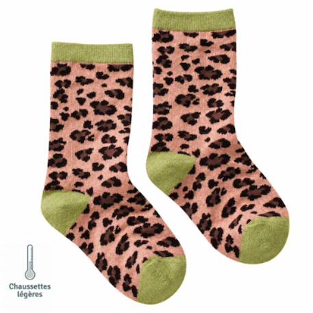 Chaussettes sans couture léopard Rose 1 - vertbaudet enfant 