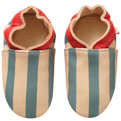 Chaussures-Chaussures fille 23-38-Chaussons-Chaussons bébé cuir souple rayures