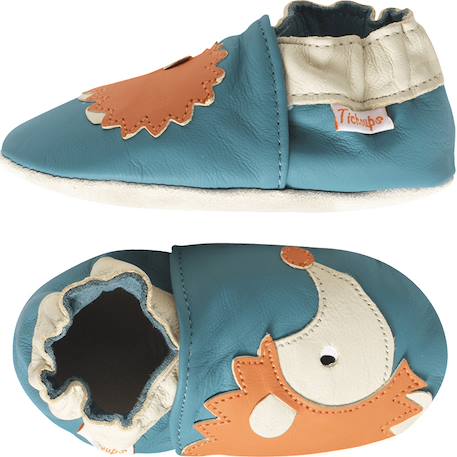 Chaussons bébé cuir souple sacha le hérisson Bleu 2 - vertbaudet enfant 