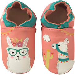 Chaussures-Chaussures fille 23-38-Chaussons-Chaussons bébé cuir souple léna le lama