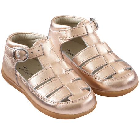Sandales cuir bébé rocket Rose métallique 1 - vertbaudet enfant 