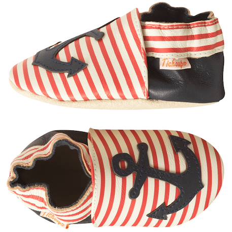 Chaussons bébé cuir souple aline l'ancre marine Rouge 2 - vertbaudet enfant 