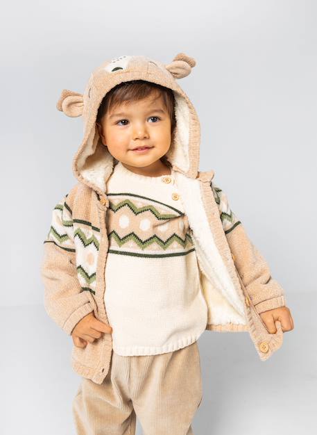 Veste bébé garçon maille imprimé zigzag Blanc 1 - vertbaudet enfant 