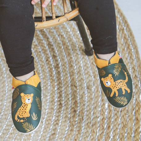 Chaussons bébé cuir souple césar le jaguar Vert 3 - vertbaudet enfant 