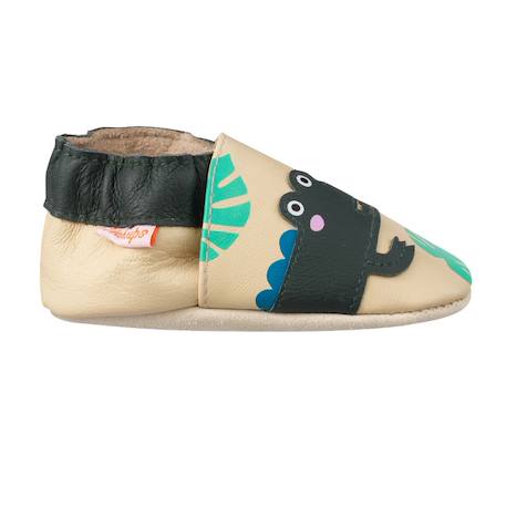 Chaussons cuir souple emile le crocodile Beige 2 - vertbaudet enfant 
