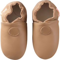 Chaussures-Chaussures fille 23-38-Chaussons-Chaussons bébé cuir souple uni