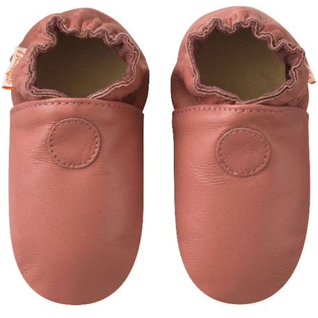 Chaussons bébé cuir souple uni Rose 1 - vertbaudet enfant 