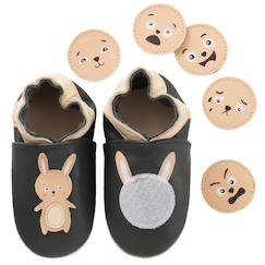 Chaussures-Chaussures fille 23-38-Chaussons-Chaussons bébé cuir souple à emotions