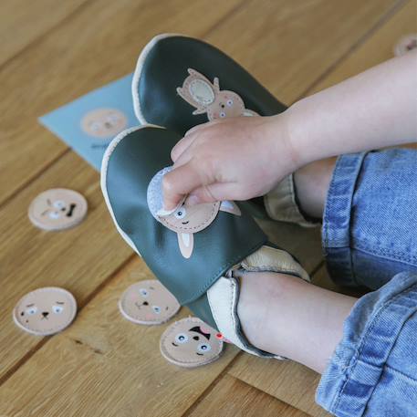 Chaussons bébé cuir souple à emotions Vert 2 - vertbaudet enfant 