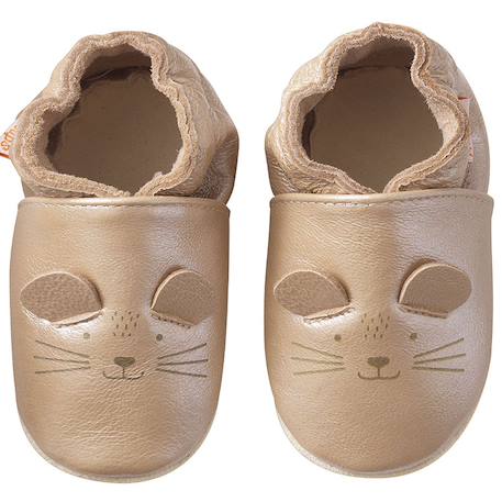 Chaussons cuir souple rosie la souris Beige 1 - vertbaudet enfant 