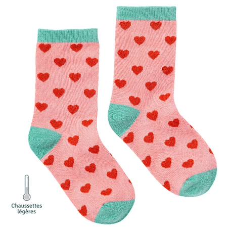 Chaussettes sans couture cœurs Rouge 1 - vertbaudet enfant 