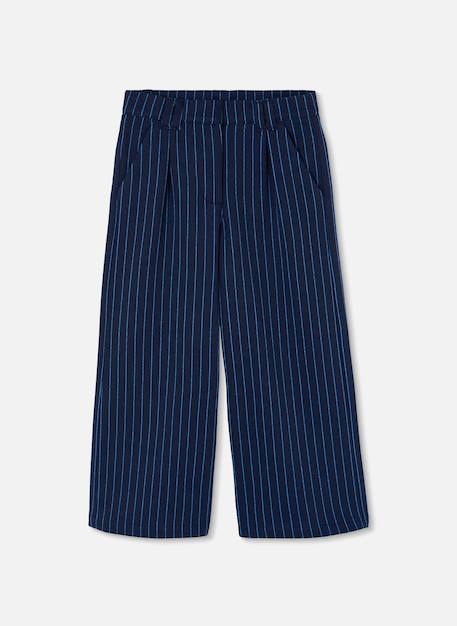 Pantalon fille à rayures en maille Bleu 2 - vertbaudet enfant 