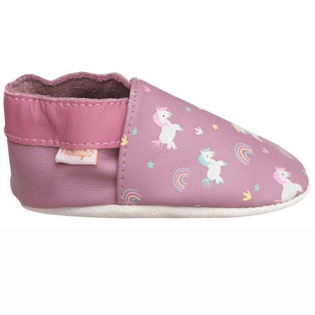 Chaussons bébé cuir souple lola les licornes Rose 2 - vertbaudet enfant 