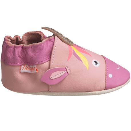 Chaussons bébé cuir souple lise la licorne Rose 2 - vertbaudet enfant 