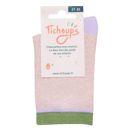Chaussettes sans couture unies paillettes Rose 3 - vertbaudet enfant 