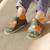Chaussons bébé cuir souple germain la grue Bleu 3 - vertbaudet enfant 