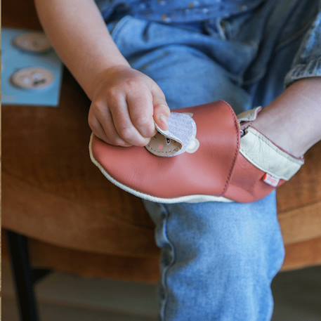 Chaussons bébé cuir souple à emotions Orange 2 - vertbaudet enfant 