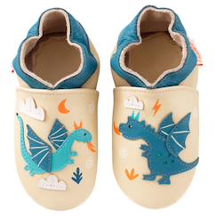 Chaussures-Chaussures fille 23-38-Chaussons-Chaussons cuir bébé gaël et tim les dragons