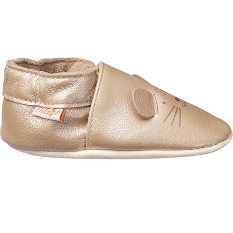 Chaussons cuir souple rosie la souris Beige 2 - vertbaudet enfant 