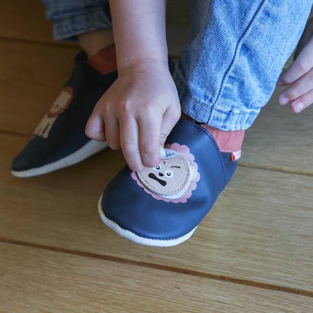 Chaussons bébé cuir souple à emotions Bleu 2 - vertbaudet enfant 