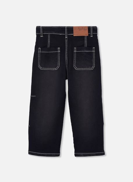 Pantalon denim garçon avec coutures Noir 2 - vertbaudet enfant 