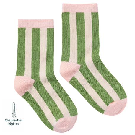 Chaussettes sans couture rayées Vert 1 - vertbaudet enfant 